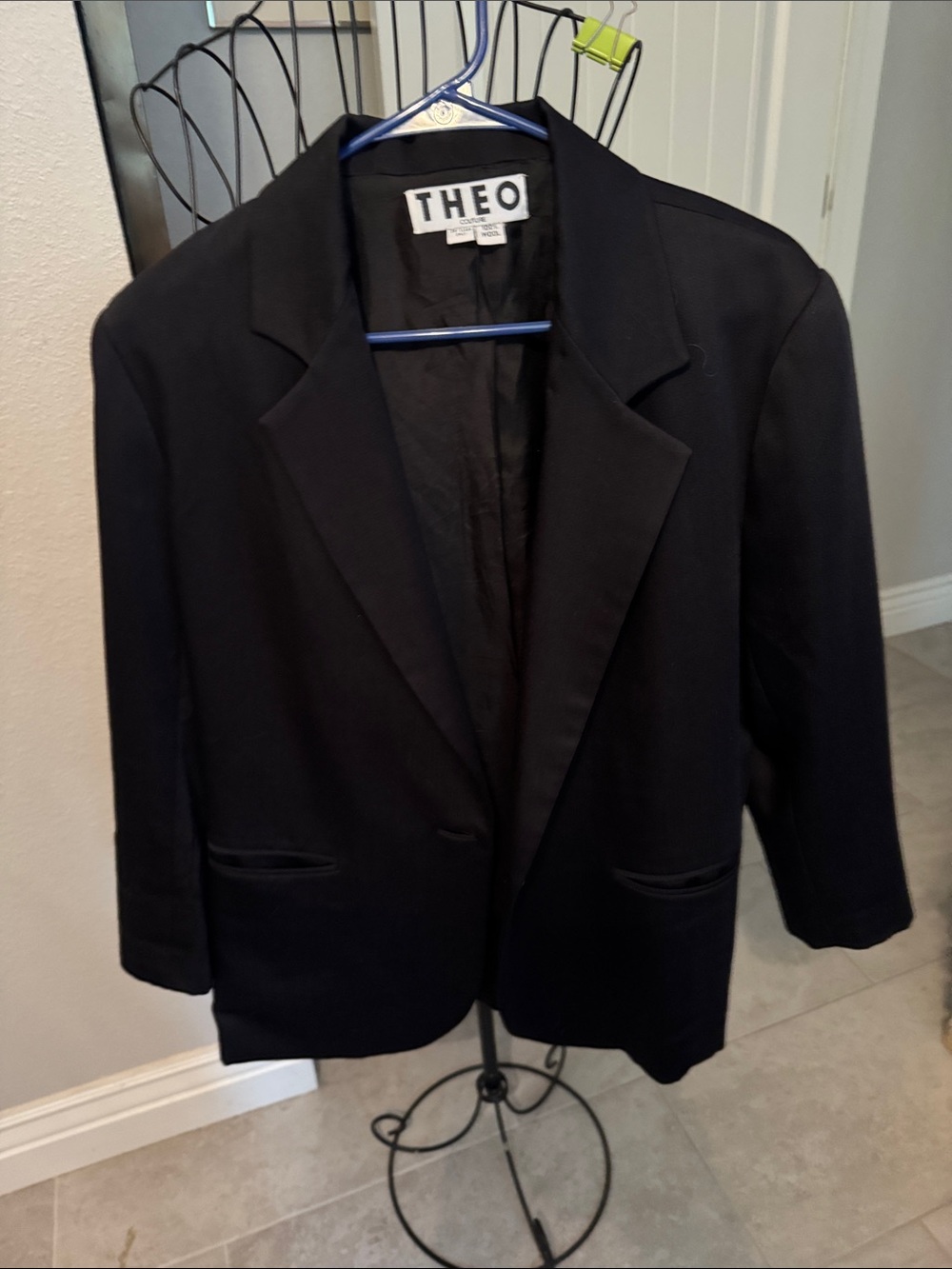 Vintage THEO couture Women's Black Tailored Blazer Jacket
